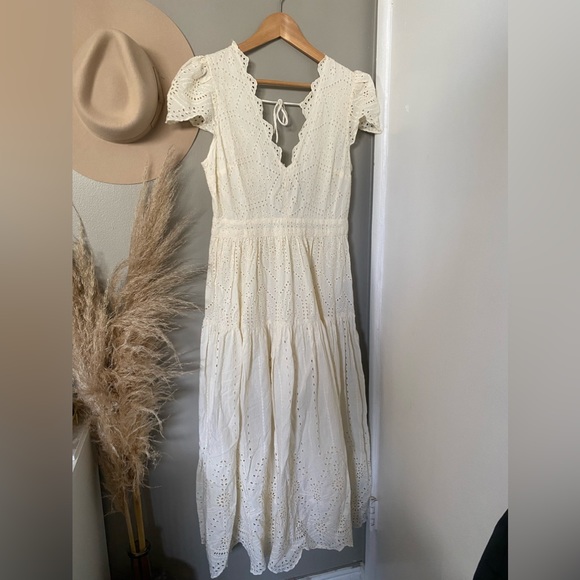 Urban Outfitters eyelet embroidery cream boho bohemian maxi dress - Picture 1 of 5